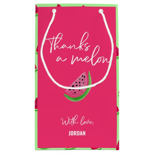 メ感謝していロンのスイカ1歳の誕生日 スモールペーパーバッグ (裏面)