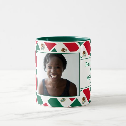 メ最高のキシコパーソナライズされたマ国旗の写真 ツートーンマグカップ (中央)