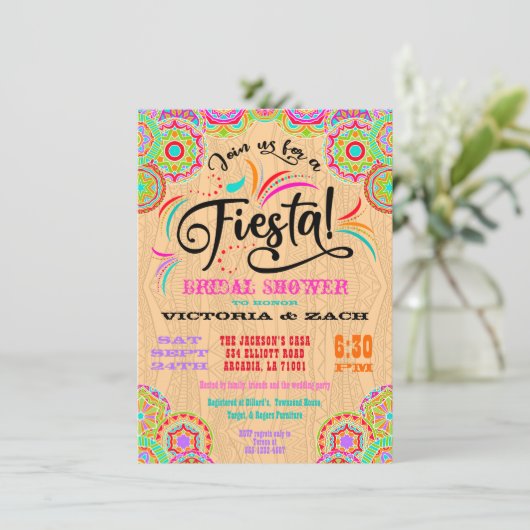 メ素朴キシコカラフルフィエスタブライダルシャワー 招待状 (スタンド正面)