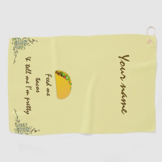 メ食べ物を与えタコス ゴルフタオル (横)