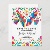 メ鮮やかカラフルイインスパイアクの鳥とフローラ セーブザデート (正面/裏面)