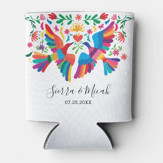 メ鮮やかカラフルイインスパイアクの鳥とフローラ 缶クーラー (正面)