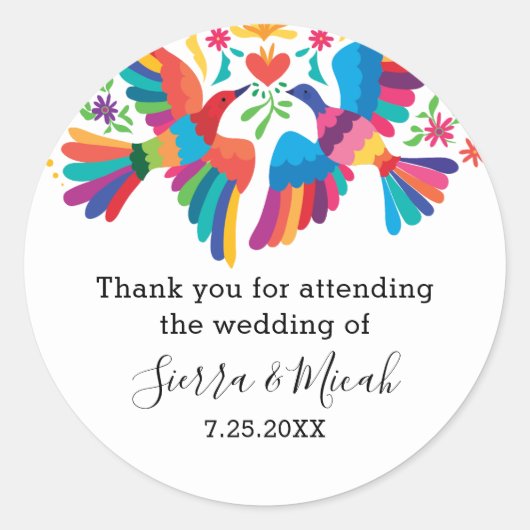 メ鮮やかカラフルインスパイアキシコの鳥 ラウンドシール (正面)