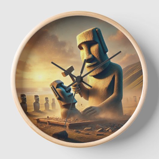 モアイの秘密 壁時計 (正面)