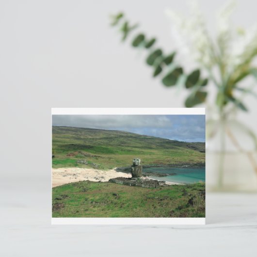 モアイ像アナケナビーチラパヌイイースターアイランド ポストカード (スタンド正面)