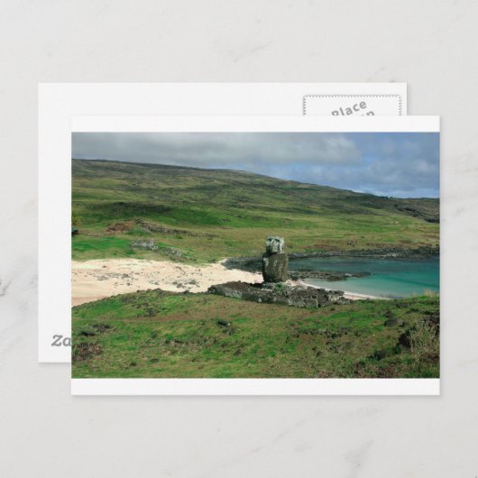 モアイ像アナケナビーチラパヌイイースターアイランド ポストカード (正面/裏面)