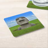 モアイ像イースター島旅行観光記念碑 スクエアペーパーコースター (アングル)