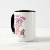 モアセルフラブバレンタインスケルトンセルフィーレトロ マグカップ (正面左)