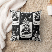モアツリーインスノーランドスケープリノプリント クッション (ブランケット)