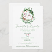 モアツリー&ホリーリースクリスマステーマ結婚ズ 招待状 (正面/裏面)