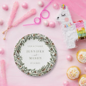 モアパインコーンリースクリスマスウィンターウェディング ペーパープレート (パーティー)