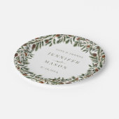 モアパインコーンリースクリスマスウィンターウェディング ペーパープレート (アングル)