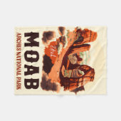 モアブアーチズナショナルパークユタデリケートアーチレトロ フリースブランケット (正面(横))