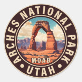 モアブアーチズナショナルパークユタデリケートアーチレトロ ラウンドシール (正面)