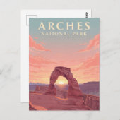 モアブユタアーチズナショナルパークサンセット ポストカード (正面/裏面)