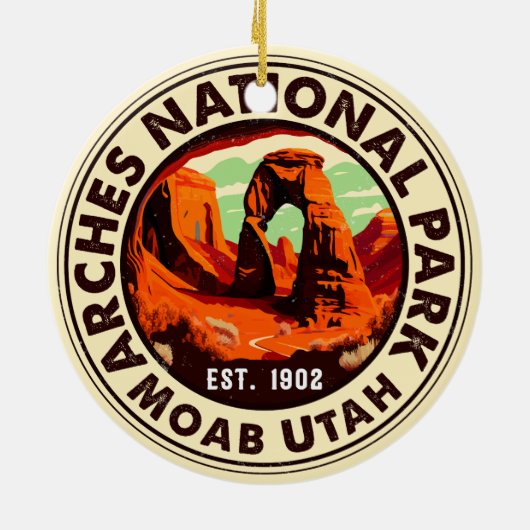 モアブユタヴィンテージサンセットアーチズアドベンチャーアウトドア セラミックオーナメント (裏面)