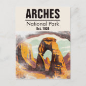 モアブユタヴィンテージサンセットアーチズウォーターカラーアウトドア ポストカード (正面)