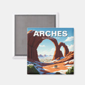 モアブ・ユタ・アーチズ国立公園でのハイキング・ウィンター マグネット (正面/裏面)