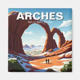 モアブ・ユタ・アーチズ国立公園でのハイキング・ウィンター マグネット