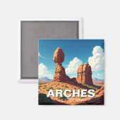 モアブ・ユタ・アーチズ国立公園バランスの取れた岩 マグネット (正面/裏面)