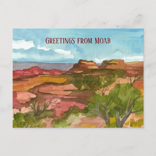 モアブ・ユタ・レッド・ロック・サウスウェスト・デザートからの挨拶 ポストカード (正面)