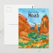 モアブ・ユタ・レッド・ロック・マウンテンズ・デザートからの挨拶 ポストカード (正面/裏面)