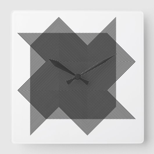 モアレ現象でアート作品　030 スクエア壁時計 (正面)