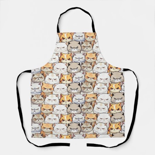 モイおもしろいーカラフルティな猫ペット柄 エプロン (正面)