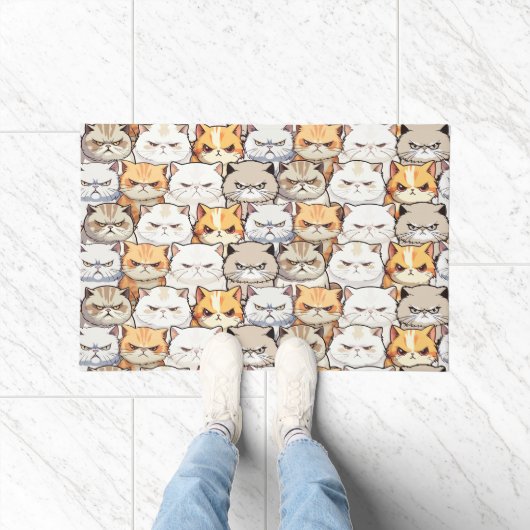 モイおもしろいーカラフルティな猫ペット柄 ドアマット (室内)