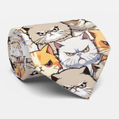 モイおもしろいーカラフルティな猫ペット柄 ネクタイ (ロール)