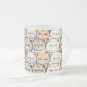 モイおもしろいーカラフルティな猫ペット柄 フロストグラスマグカップ (正面右)