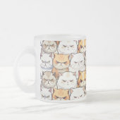 モイおもしろいーカラフルティな猫ペット柄 フロストグラスマグカップ (左)