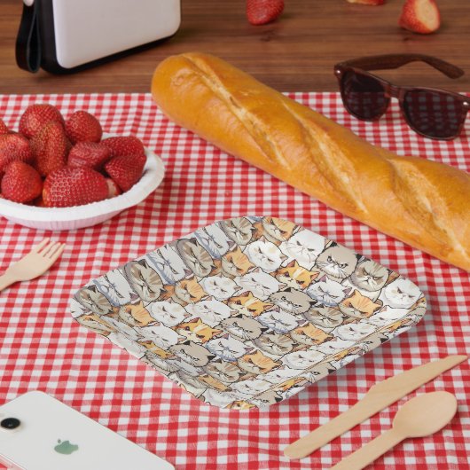 モイおもしろいーカラフルティな猫ペット柄 ペーパープレート (ピクニック)