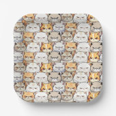 モイおもしろいーカラフルティな猫ペット柄 ペーパープレート (正面)