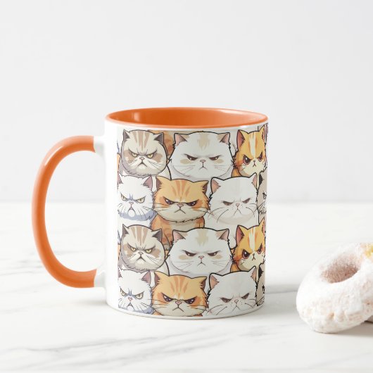 モイおもしろいーカラフルティな猫ペット柄 マグカップ (ドーナツ)