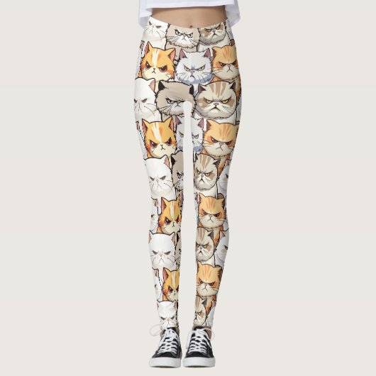 モイおもしろいーカラフルティな猫ペット柄 レギンス (正面)