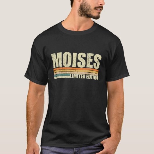 モイセス ギフト 名前 個人化 面白い レトロ ヴィンテージ Tシャツ (正面)