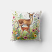モウシカの子鹿の子鹿と野花 クッション (正面)