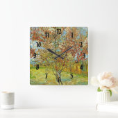 モウブを思い出す桃の桃の花の木 スクエア壁時計 (ホーム)