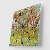 モウブを思い出す桃の桃の花の木 スクエア壁時計 (傾斜)