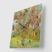 モウブを思い出す桃の桃の花の木 スクエア壁時計 (傾斜)