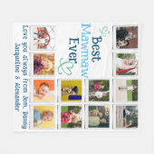 モウ最高のマウ家族フォトコラージュ フリースブランケット (正面(横))