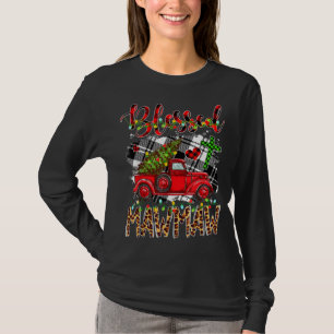 モウ賛美マー赤トラック格子付きクリスマスツリー輪 Tシャツ