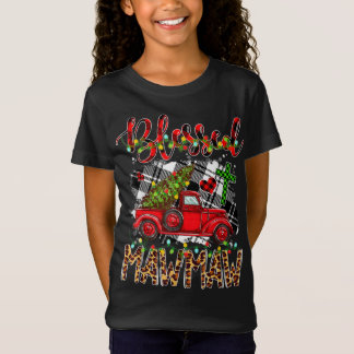 モウ賛美マー赤トラック格子付きクリスマスツリー輪 Tシャツ