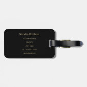 モエレガントノグラムを持つ緑とストライプ黒の ラゲッジタグ (裏面横)