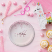 モエレガントノグラム名バラ金ゴールドグリッター ペーパープレート (パーティー)