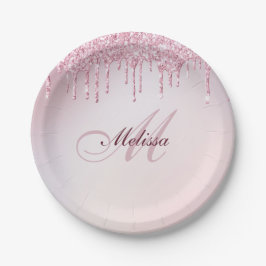 モエレガントノグラム名バラ金ゴールドグリッター  ペーパープレート