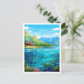 モオレアポリネシアフランスのトラベルイラストレーション ポストカード (スタンド正面)