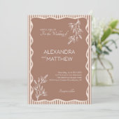 モカお洒落ウェー縁ど結婚式招待状 招待状 (スタンド正面)