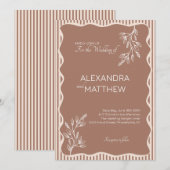 モカお洒落ウェー縁ど結婚式招待状 招待状 (正面/裏面)